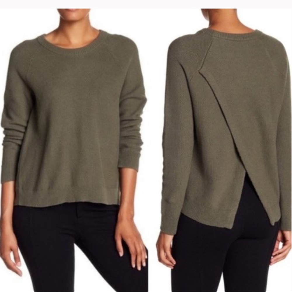 Madewell Olive Green Split Back Sweater